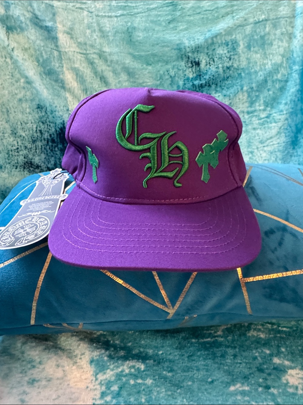 New! Chrome Hearts Purple SnapBack Cap with Green Embroidery Accents
